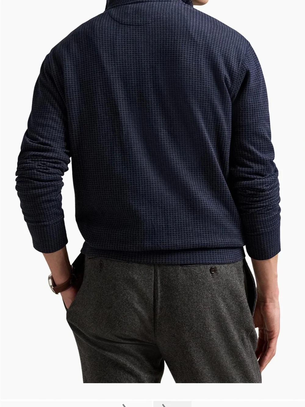 Polo by Ralph Lauren Houndstooth Quarter-Zip Polo -Winter Navy Heather Dogtooth